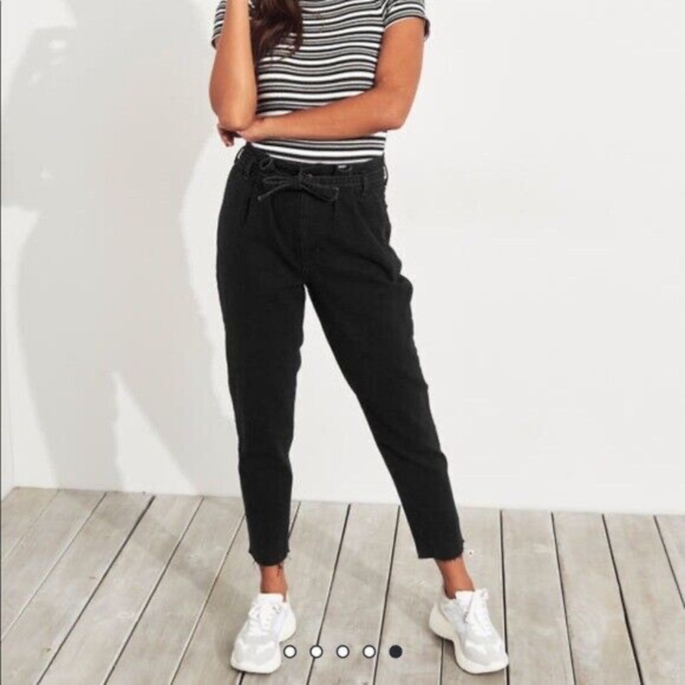 Hollister high rise joggers black paper bag pants